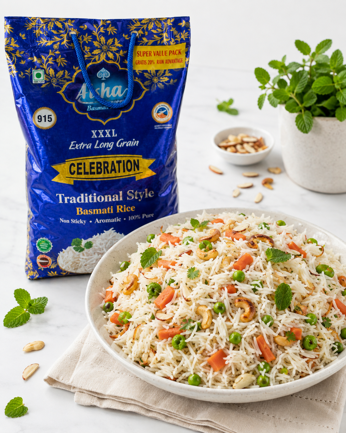 Arroz Basmati Ikka Celebration XXXL - Grano Extra Largo Premium 5Kg